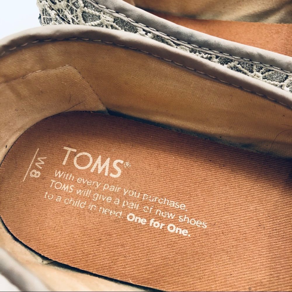 Toms Classic Silver Sparkle Floral Lace Bridal 8 - Picture 4 of 5